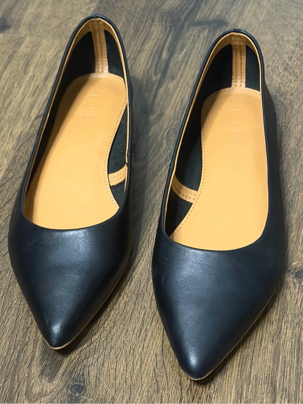 J. Crew Black Pointed-Toe Leather Flats size 6